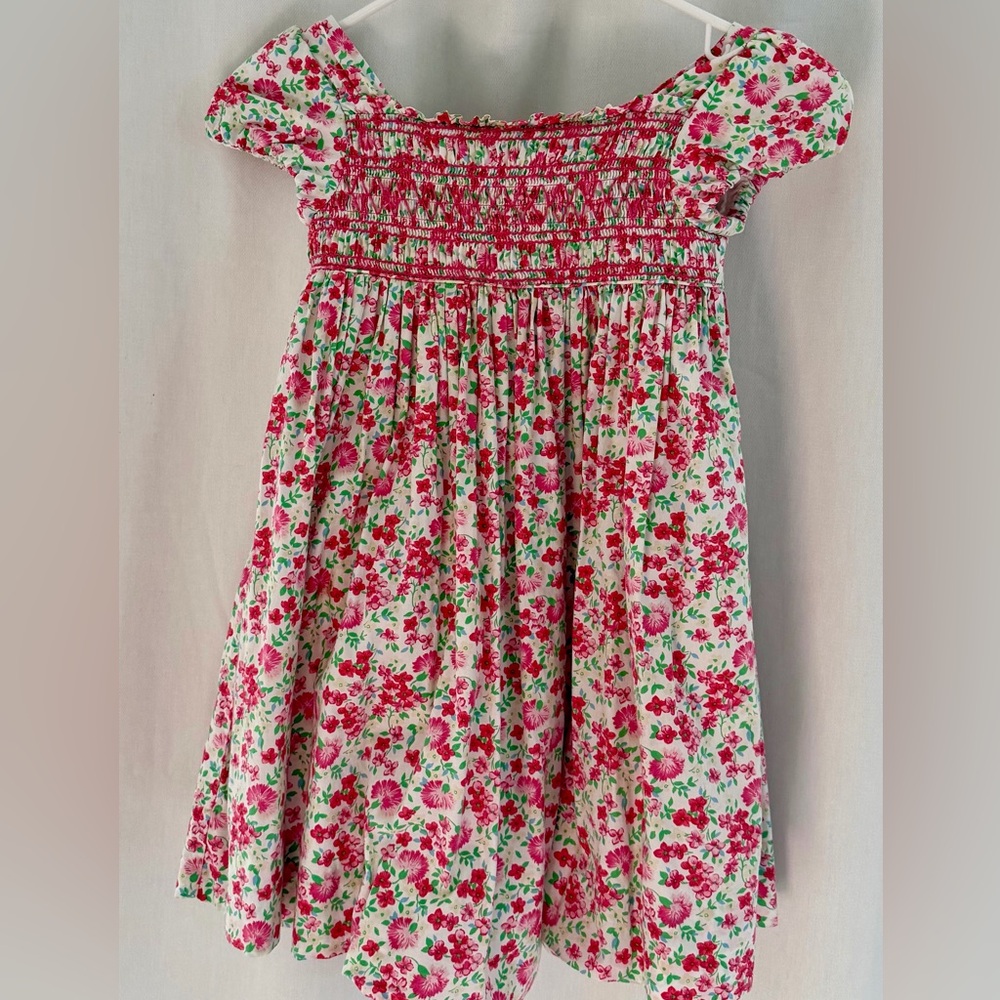 Polo by Ralph Lauren Floral Kids Smock Dress in Pink and Green
